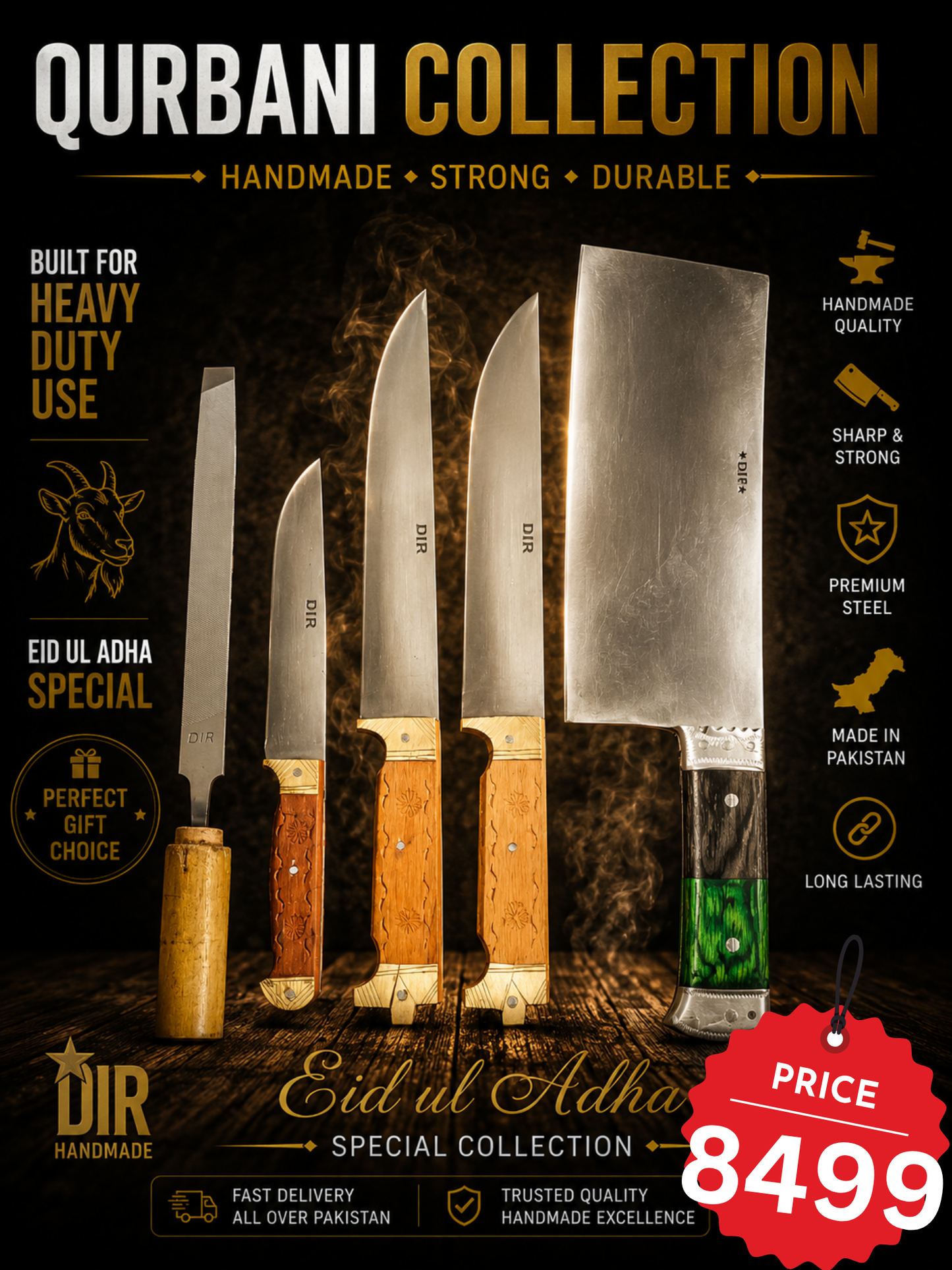 Dir Pure Qurbani Collection – Complete 5 PCS Handmade Set